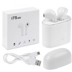 Безжични слушалки i7S с кутия за зареждане 950 mAH, Mic, Multipoint, Бели